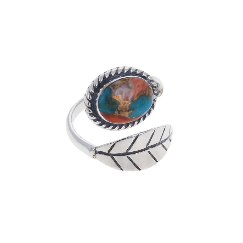 fashion cocktail rings -Navajo Silver Leaf Ring