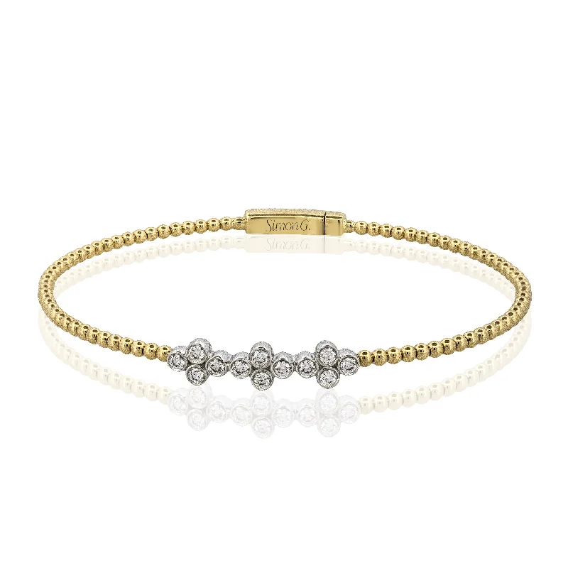 stylish bracelets for women -Beaded Bangle in 18k Gold with Diamonds