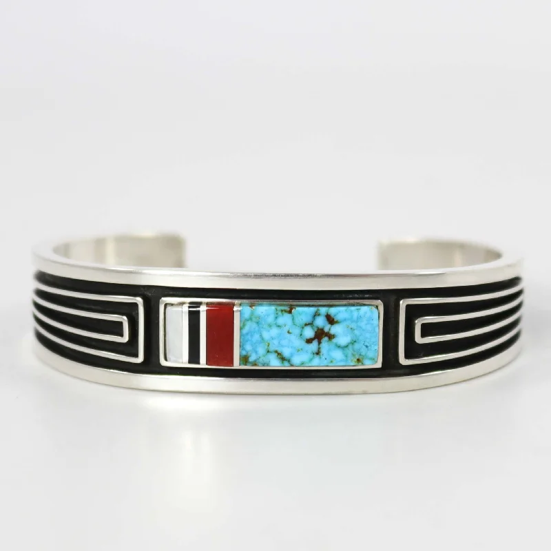 stackable bangles for women -Multi-Stone Inlay Cuff