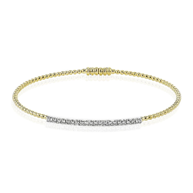 bangles sets for women -Beaded Bangle in 18k Gold with Diamonds