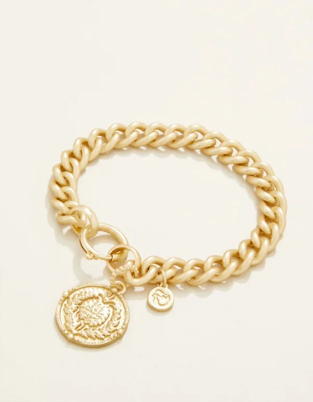 simple bangles for women -Women's Damask Coin Bracelet In Gold