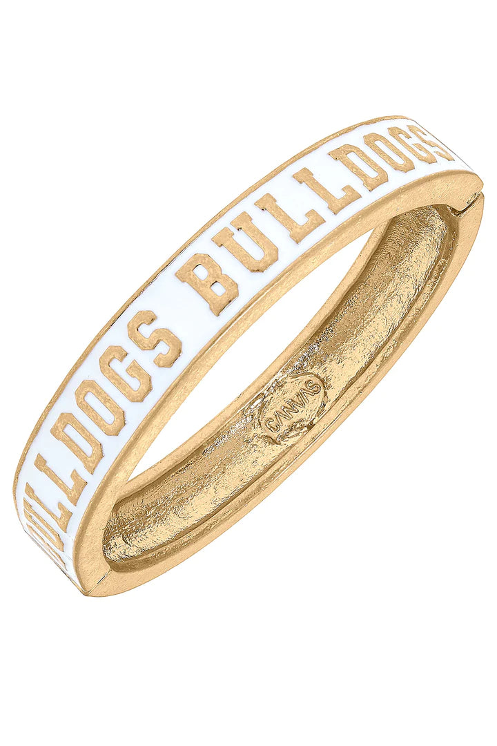 personalized bracelets for women -Georgia Bulldogs Enamel Hinge Bangle - White