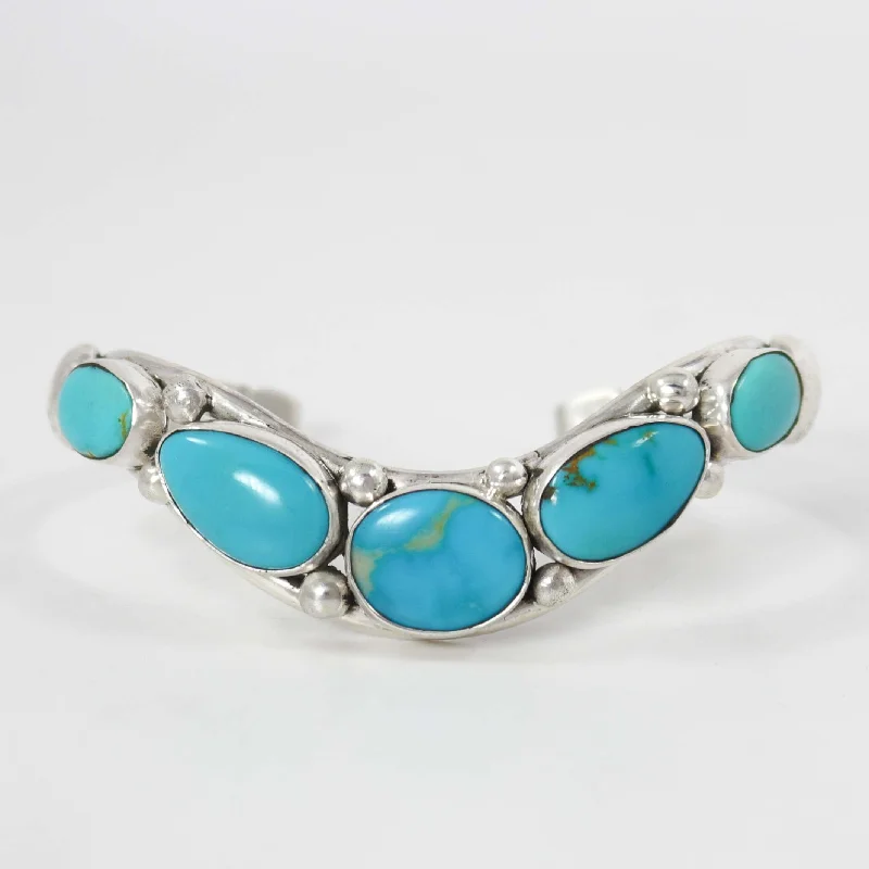 leather bangles for women -Kingman Turquoise Cuff