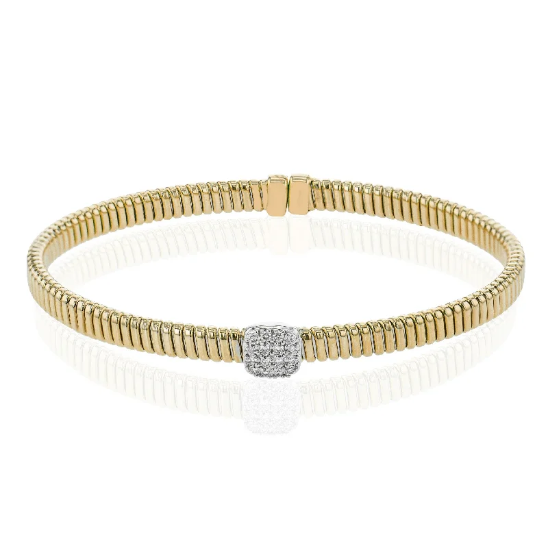 gold cuff bracelets for women -Bangle in 18k Gold with Diamonds