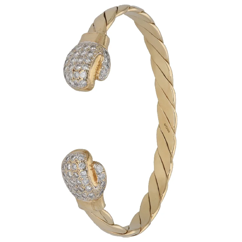 simple bangles for women -9ct Gold Cubic Zirconia Torque Bangle