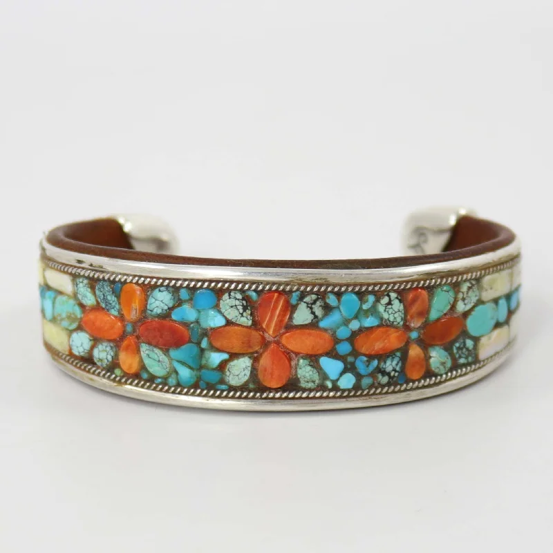 leather bracelets for women -Inlay Cuff