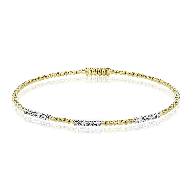 tennis bracelets for women -Beaded Bangle in 18k Gold with Diamonds