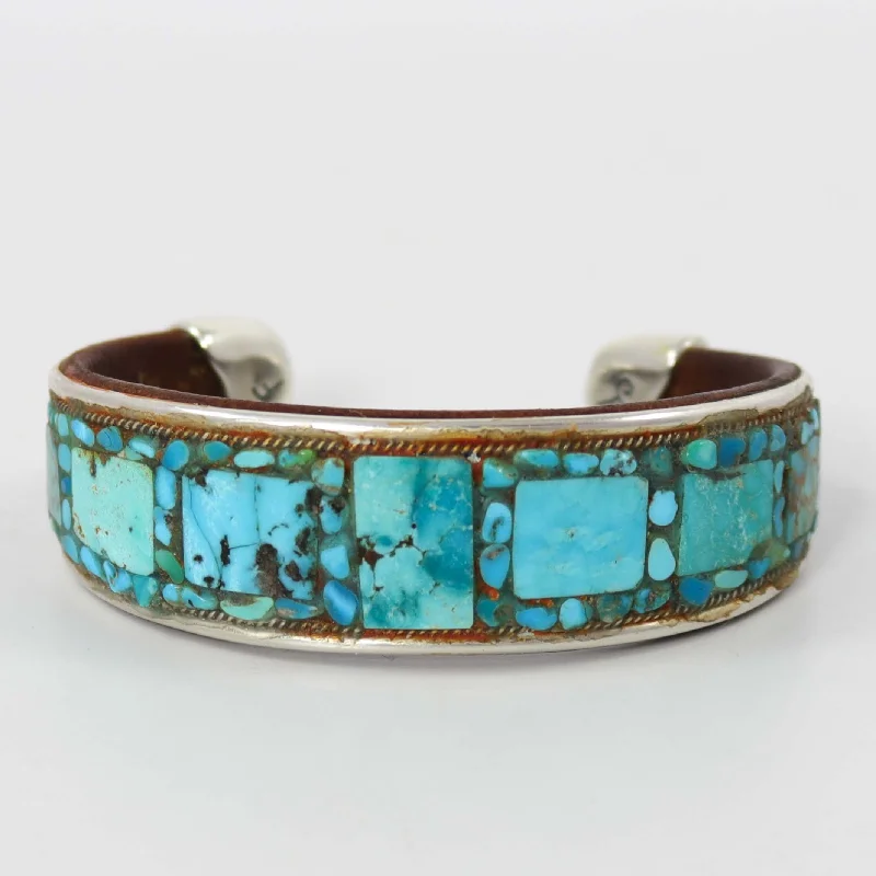 bangles for wedding -Turquoise Inlay Cuff