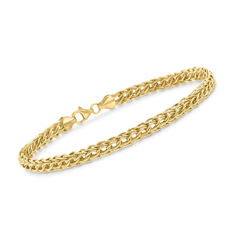 statement bangles for women -Ross-Simons 14kt Yellow Gold Braided Link Bracelet