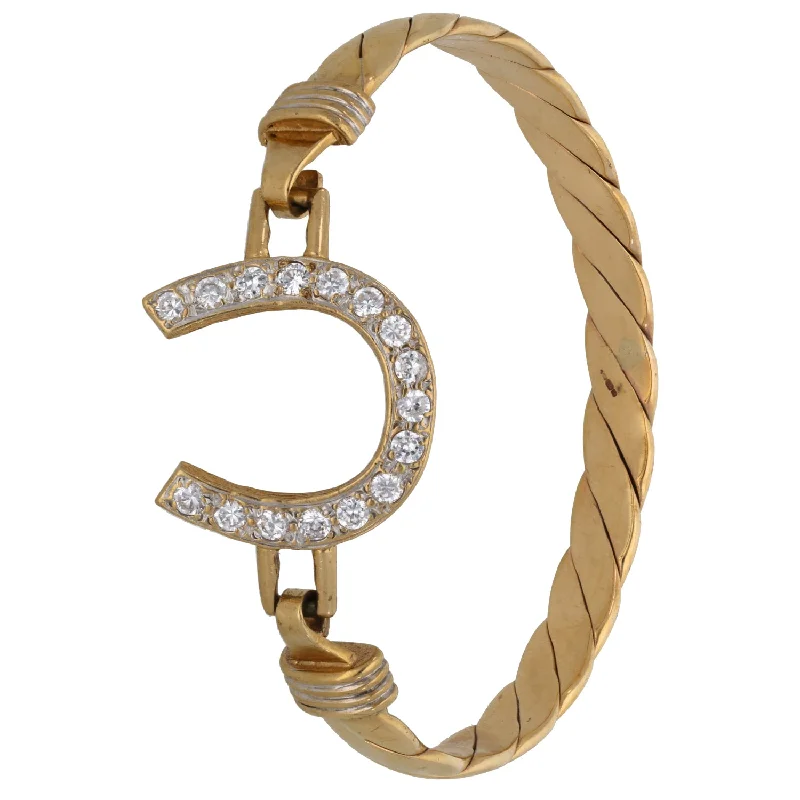 adjustable gold bracelets -9ct Gold Cubic Zirconia Alternative Bangle