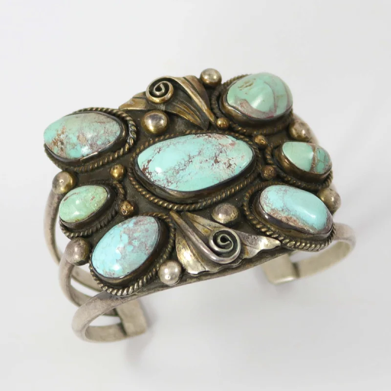 gold cuff bracelets for women -1960s Turquoise Cuff