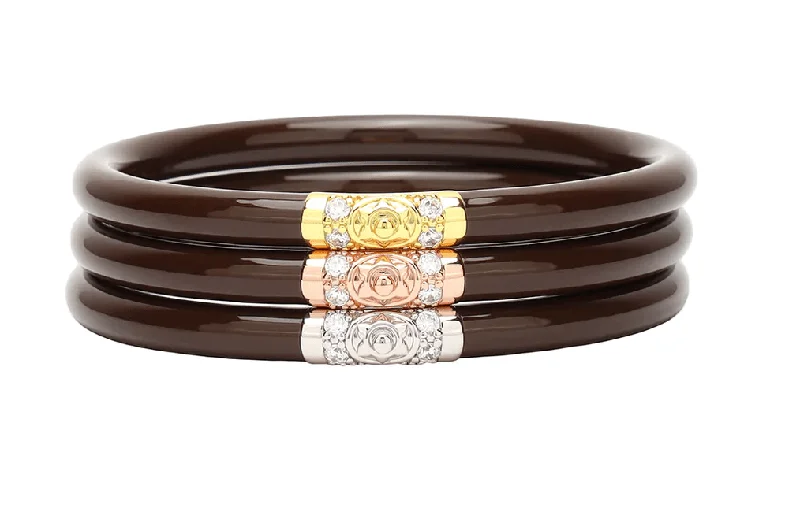 pearl bracelets for women -Clearance - Budha Girl - All Weather Bangles® - Three Kings - CHOCOLATE