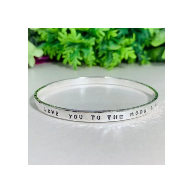 pearl bracelets for women -Affirmation Bangle - "Love you to the Moon and Back"