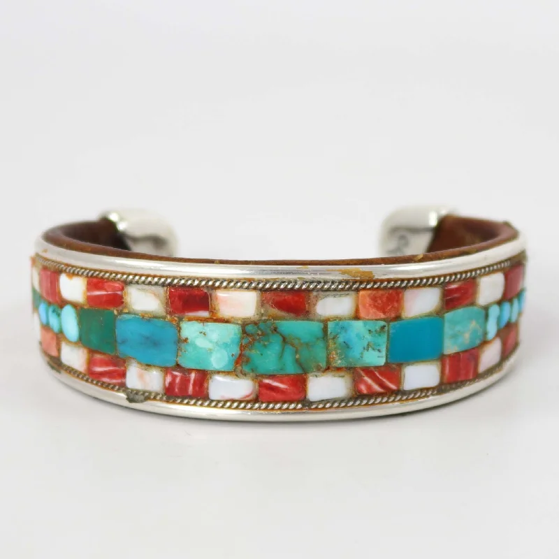 silver charm bracelets for women -Inlay Cuff