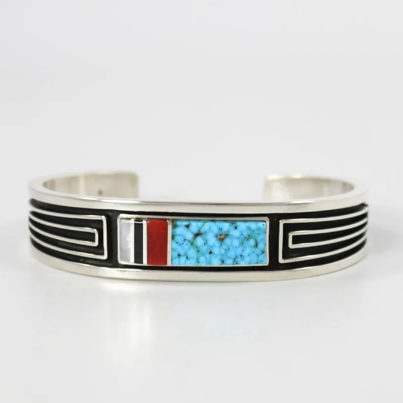 charm bracelets for women -Multi-Stone Inlay Cuff