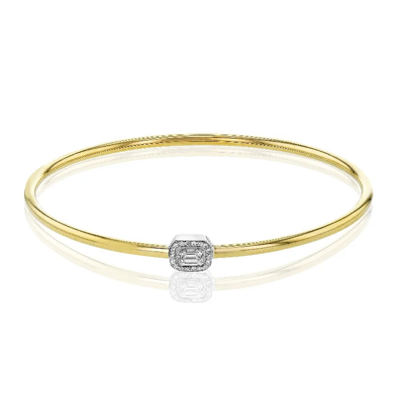 leather bangles for women -Bangle in 18k Gold with Diamonds