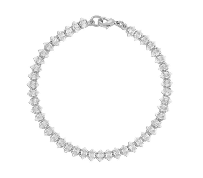 fashion bangles for women -Women's Marquis Tennis Bracelet In Sterling Silver