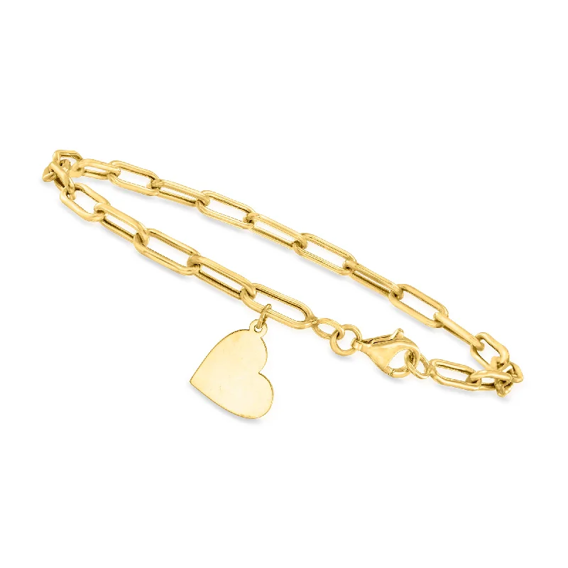 infinity bangles for women -Canaria 10kt Yellow Gold Heart Charm Paper Clip Link Bracelet